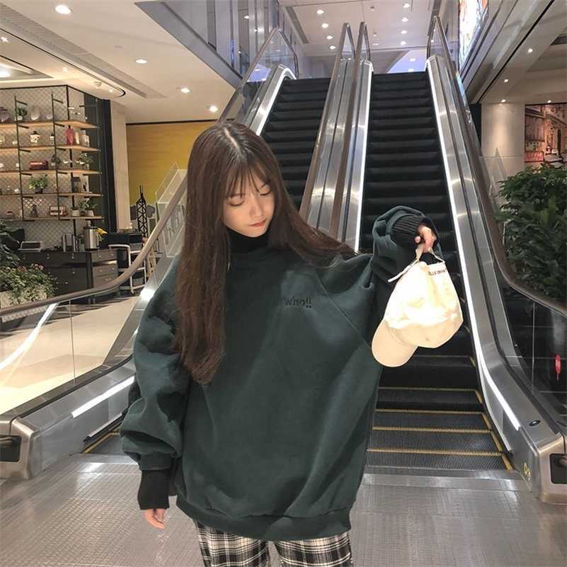 Hoodies Women Autumn Winter Trendy Embroidery Korean Style Simple Casual Kawaii Ulzzang Oversize Womens Clothing Chic Streetwear Y200915
