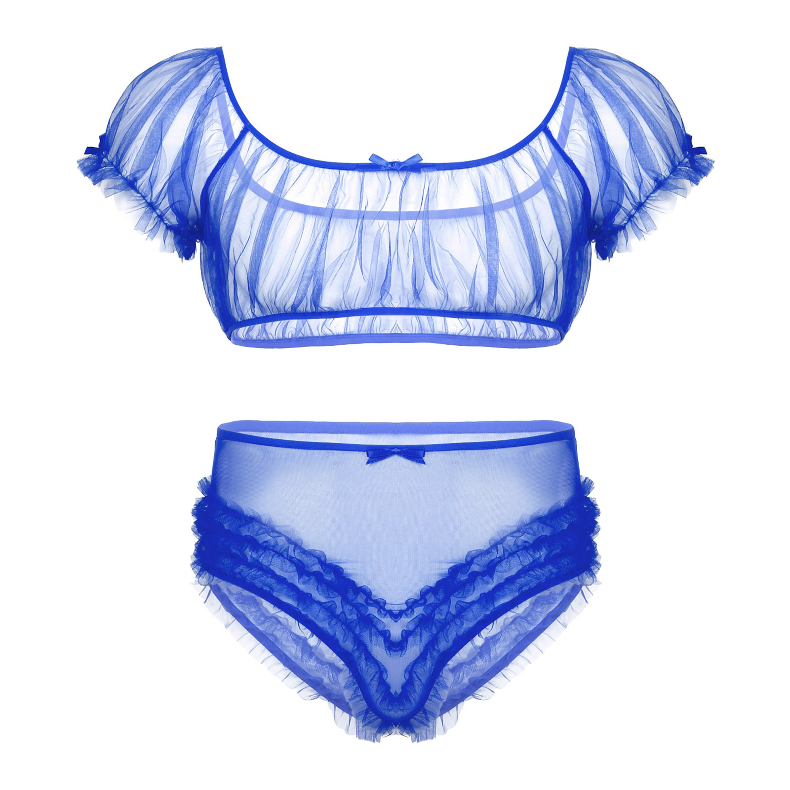Mens Sissy Crossdresser See Through Sheer Mesh Erotic Lingerie Set Off Shoulder Crop Top with High Waist Frilly Ruffle Underwear
Mens Sissy Crossdresser See Through Sheer Mesh Erotic Lingerie Set Off Shoulder Crop Top with High Waist Frilly Ruffle Underwear