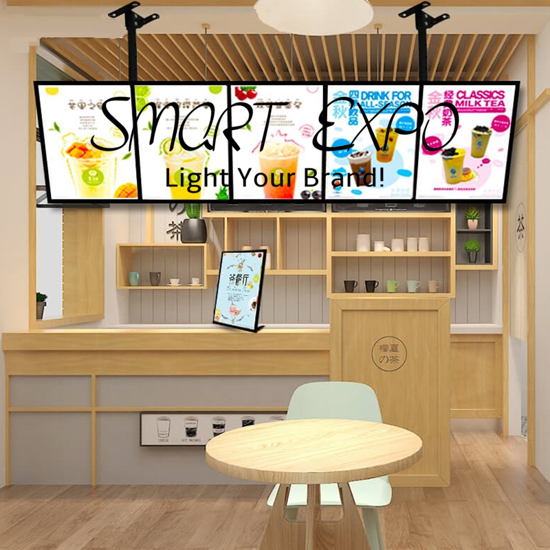 Advertising Display Magnetic Illuminated Sign Hanging Cafe Menu Board with 5pcs Light Boxes Units Wooden Case Packing (60x200cm)
Advertising Display Magnetic Illuminated Sign Hanging Cafe Menu Board with 5pcs Light Boxes Units Wooden Case Packing (60x200cm)