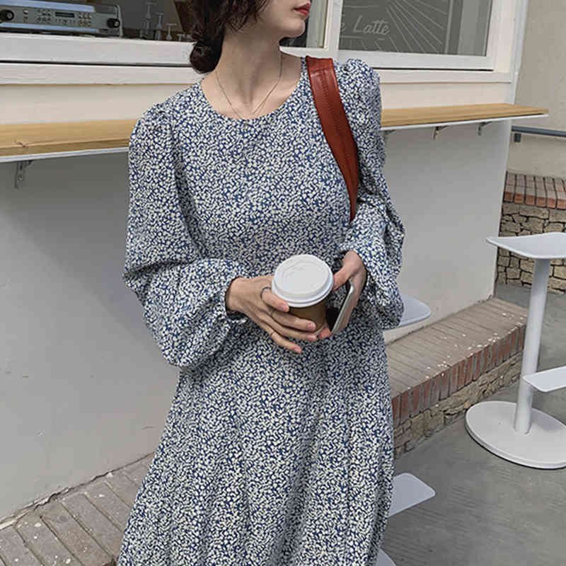 LoveFlowerLife Fashionable Korean Style Vintage Women Spring Summer Dresses with Flowers Floral Oversize Long Dress 210521
