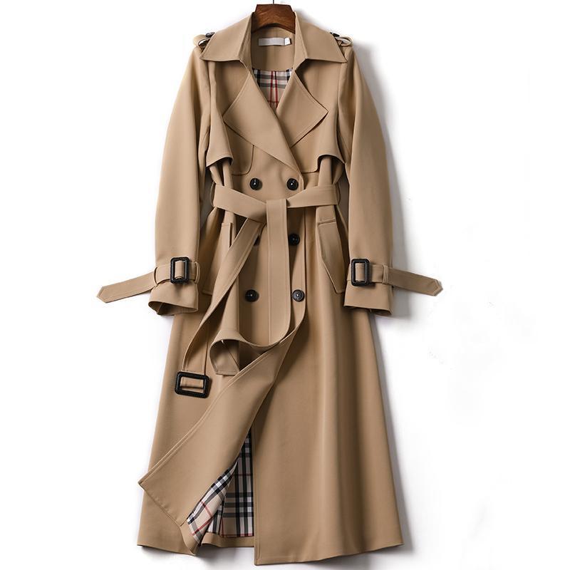 Women' Trench Coats Long 2021 Autumn Lapel Double Breasted Slim Windbreaker Korean Elegant Belted Solid Coat Ladies Outwear, Beige
Women' Trench Coats Long 2021 Autumn Lapel Double Breasted Slim Windbreaker Korean Elegant Belted Solid Coat Ladies Outwear, Beige