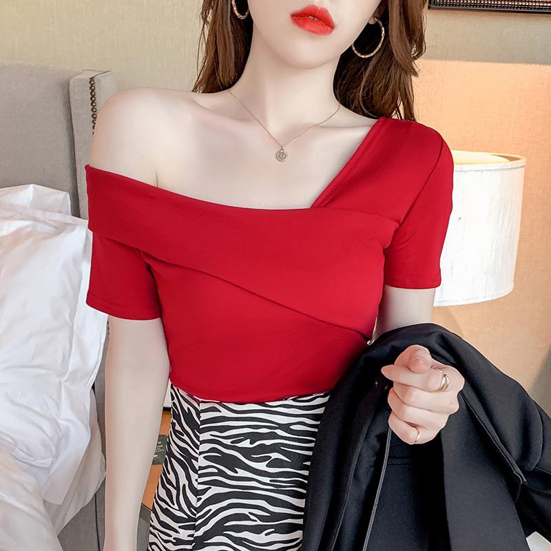 Women's T-Shirt 2022 Summer T Shirt Women Short Sleeve Slim Elastic Tee Femme Sexy Skew Collar Backless Off Shoulder Tops Office Lady, White
Women's T-Shirt 2022 Summer T Shirt Women Short Sleeve Slim Elastic Tee Femme Sexy Skew Collar Backless Off Shoulder Tops Office Lady, White
