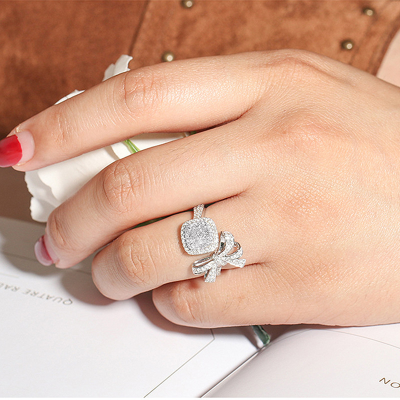 Bowknot Style Female Lab Diamond Ring 925 sterling silver Bijou Engagement Wedding band Rings for Women Bridal Party Jewelry