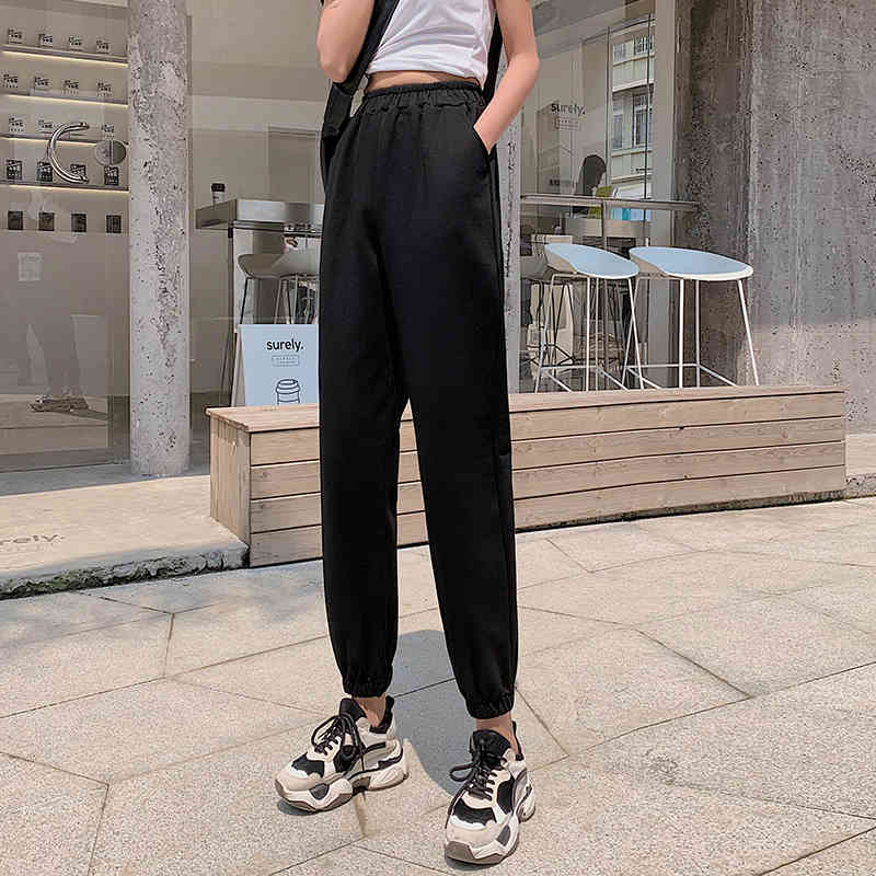 Women High Waist Harem Pants Cotton Sweatpants Loose Solid Casual Sport Fashion Bottoms Trousers 11065 210506
