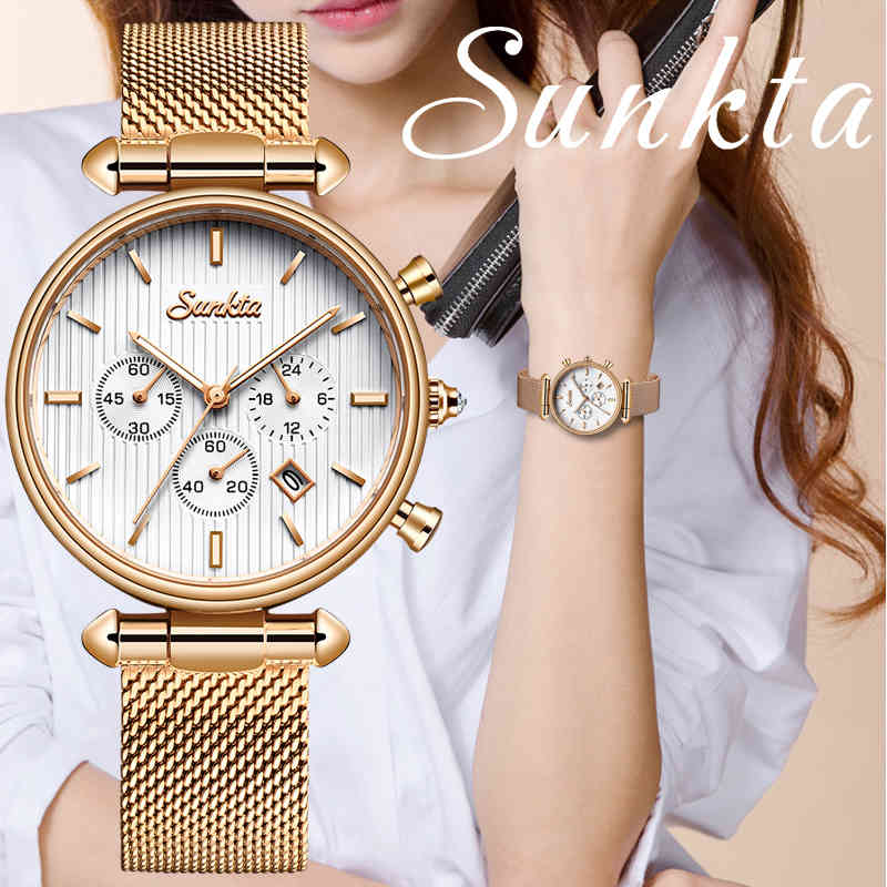 SUNKTA Luxury Watch Women Waterproof Rose Gold Steel Strap Ladies Wrist Watches Brand Date Clock Relogio Feminino 210517, Rose gold black
SUNKTA Luxury Watch Women Waterproof Rose Gold Steel Strap Ladies Wrist Watches Brand Date Clock Relogio Feminino 210517, Rose gold black
