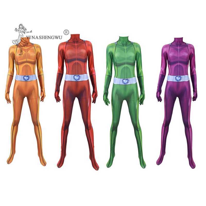 

Kids Cosplay Costume Totally Spies Anime Clover Sam Alex Bodysuit Cosplay Costumes Zentai Jumpsuits Halloween Women Girls Suits Y0903, Style 2