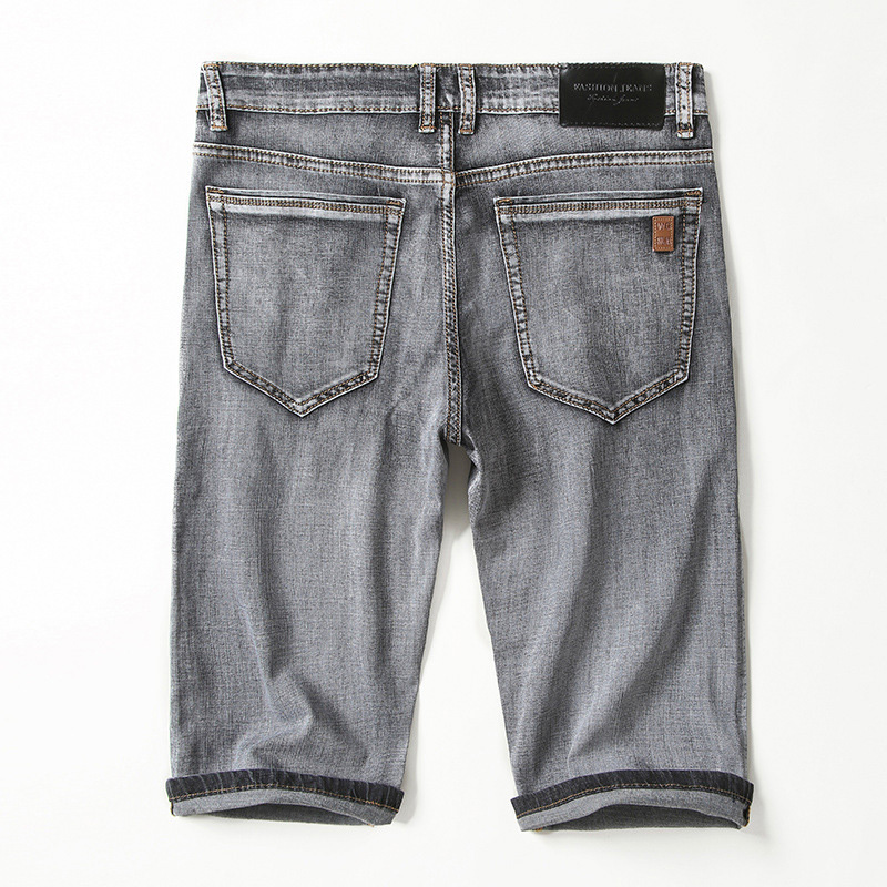 Men's Denim Shorts Summer Grey Short Trousers Micro Stretch Breeches Vintage Bermuda Male Jeans Length 3/4 Pants Long Shorts Men 210518