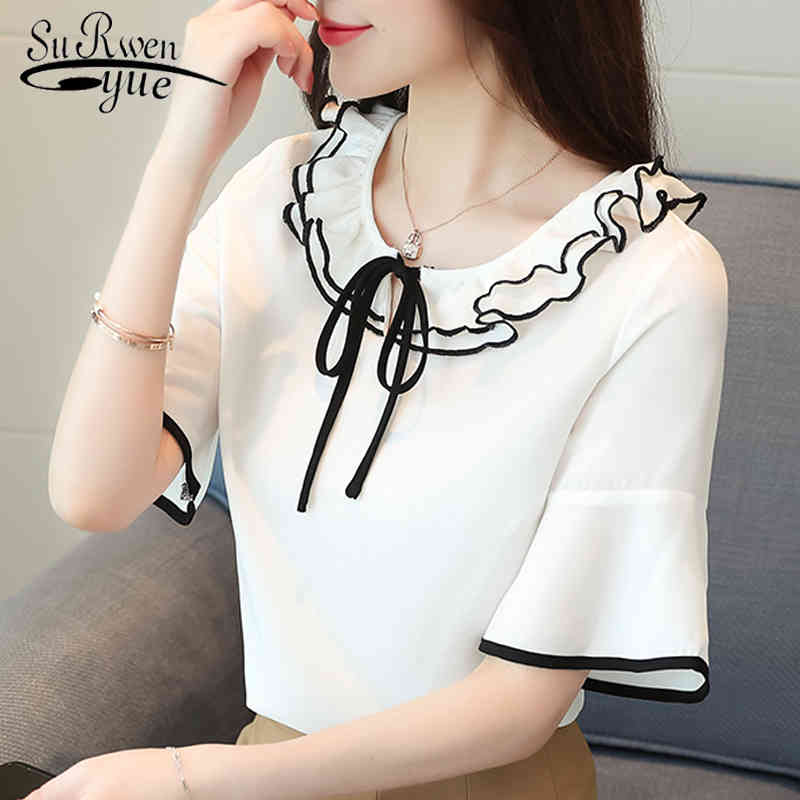 chiffon blouse women shirt summer short sleeve ladies tops plus size blusas 0196 40 210521, White
chiffon blouse women shirt summer short sleeve ladies tops plus size blusas 0196 40 210521, White