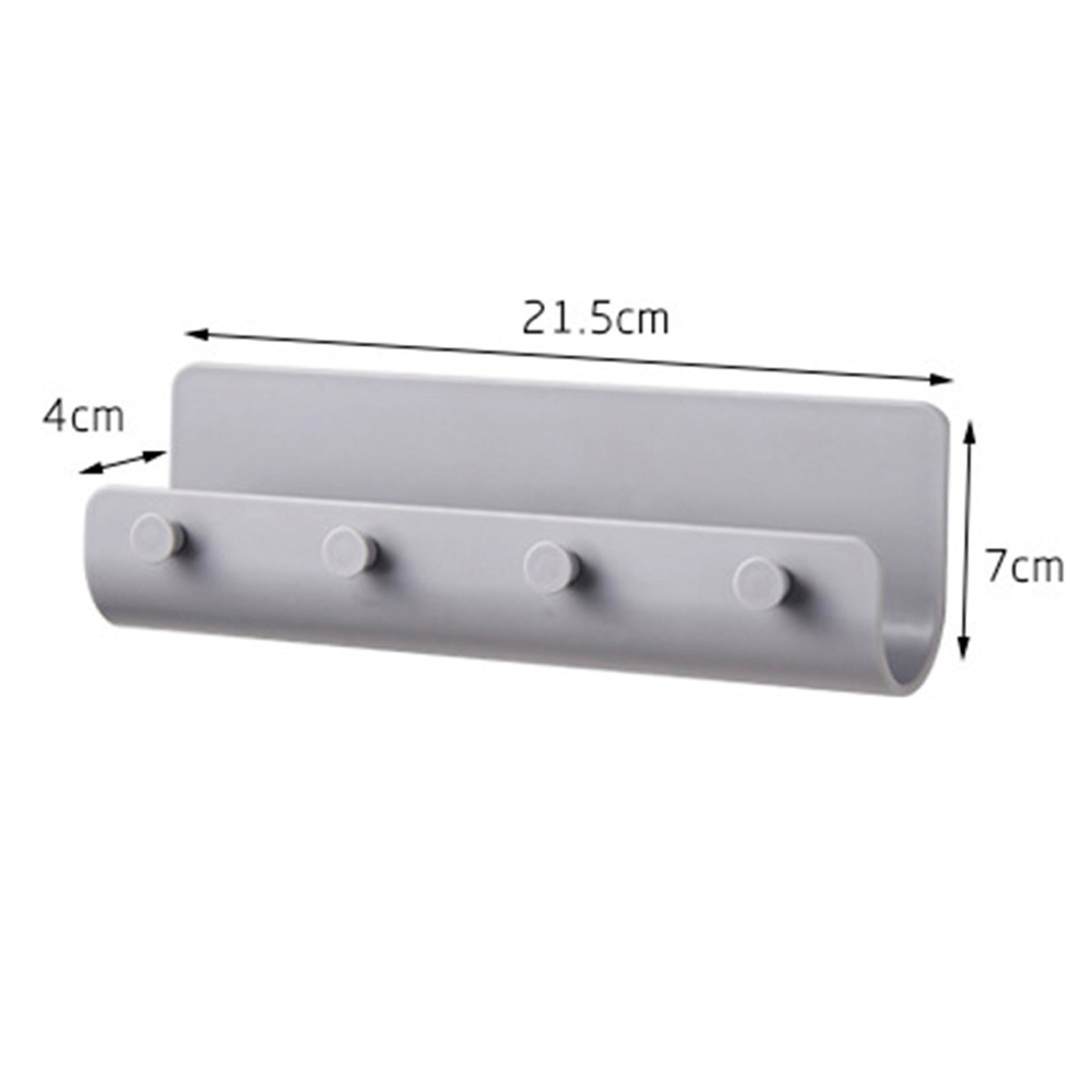 U-Shaped 4-Hooks Kitchen Bathroom Storage Rack Shelf Hook Hanger Wall Mounted Shower Holder Organizer No Drilling
