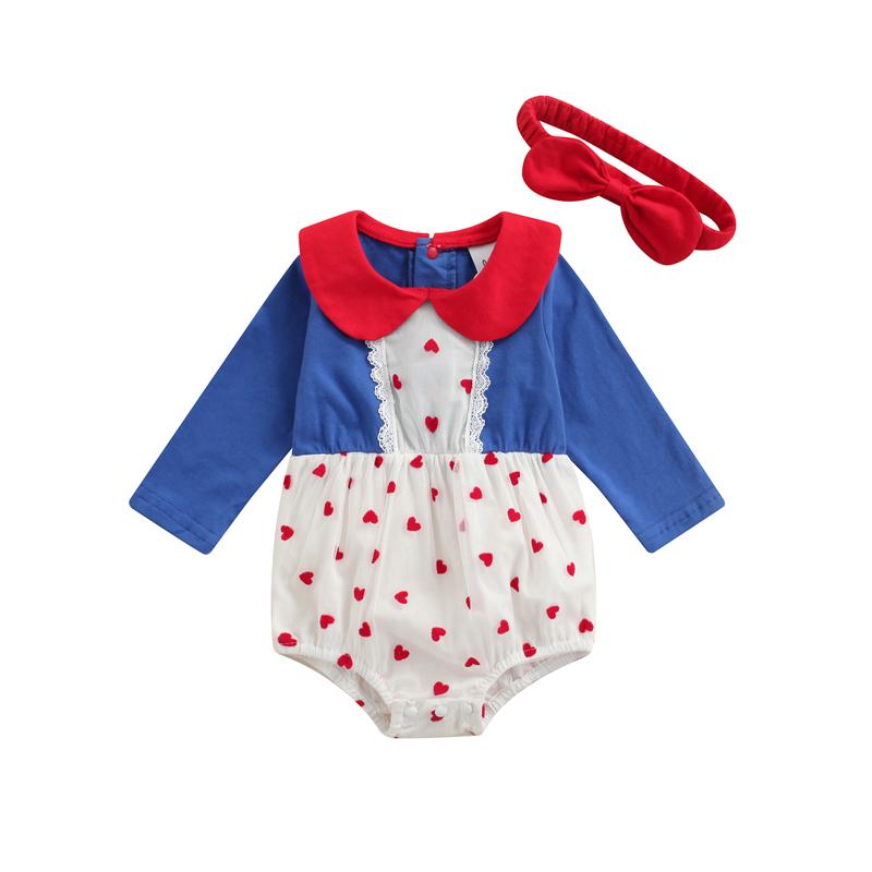 Clothing Sets Infant Baby Girl Princess Outfits Doll Collar Long Sleeve Mesh Love Heart Patchwork Contrast Color Romper With Headband, White
Clothing Sets Infant Baby Girl Princess Outfits Doll Collar Long Sleeve Mesh Love Heart Patchwork Contrast Color Romper With Headband, White
