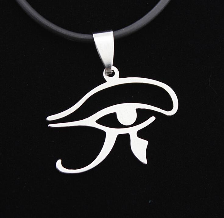 Fashion men and women stainless steel Egypt Eye of Horus Pendant titanium Jewelry Free choice bead Necklace Leather rope Cross chain