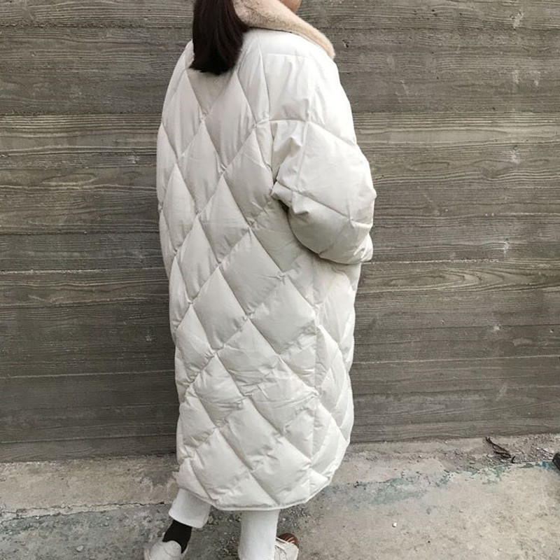 OL Faux Fur Collar Long Coat Winter Jacket Thick Warm Women Parkas Classic Elegant Solid Single-breasted Parka 210421