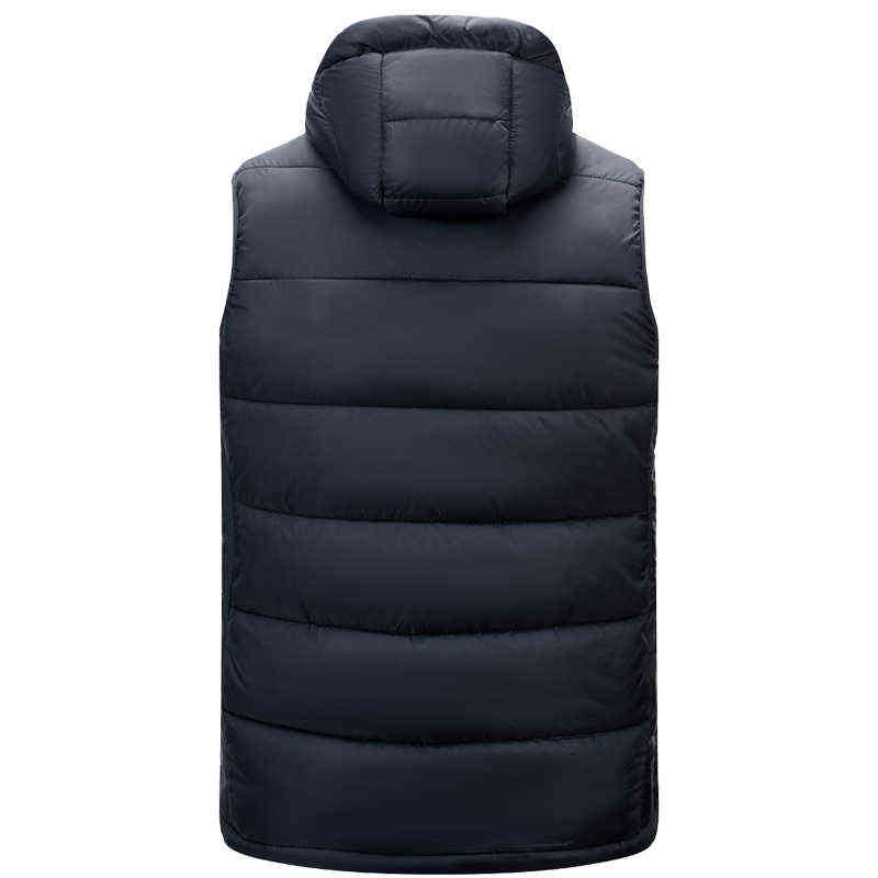 Autumn Winter Men Hooded Vest Sleeveless Coat Waterproof Patchwork Thick Comfortable Dashion Waistcoat Size 4XL 211111