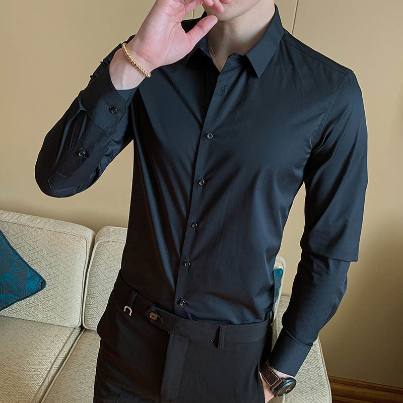 High Quality Autumn Men Shirt Slim Fit Cotton Long Sleeve Korean Shirt Social Casual White Black Blouse Men 5XL 6XL 7XL 8XL 210412