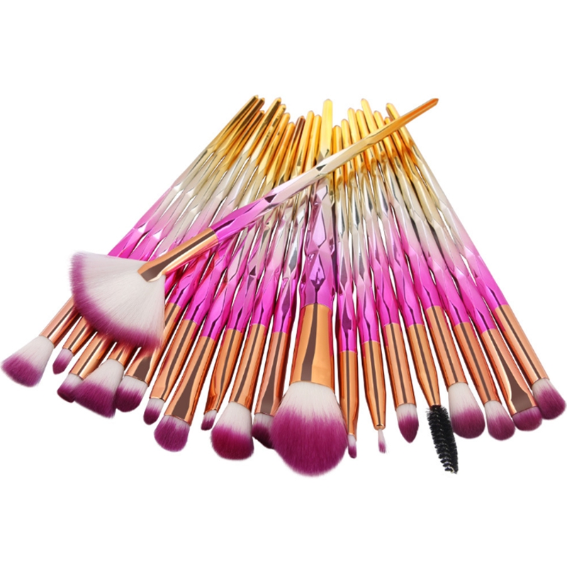 Makeup Brushes Set 20pcs Diamond Fan Powder Foundation Brush Blending Eyeshadow Lip Cosmetic Eye Make Up tool kit