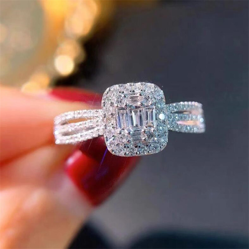 2024 Jewelry Wedding Rings: Sterg Sier Princess Cut White Topaz Bridal Ring Set ea2e