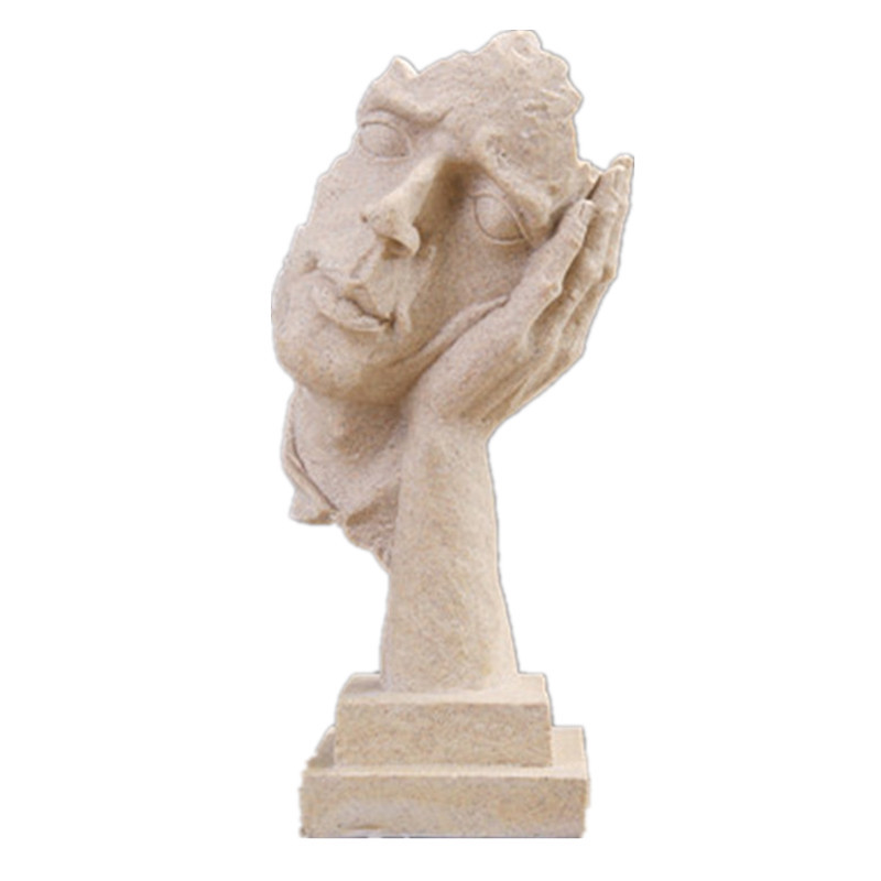 Thinker Statues Figurine Living Room Art Decor Furnishings Silence Is A Gold-European Sculpture Vintage Resin Crafts Decorations 210414