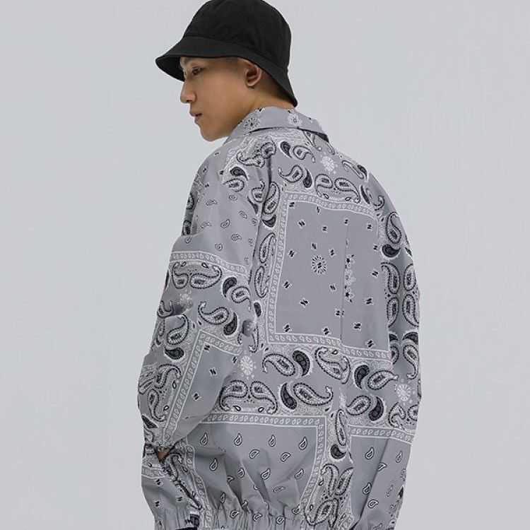 Hip hop Fashion Spring Autumn Streetstyle Jacket for Men Clothes Mens Windbreaker Coat Bandana Paisley Pattern Outwear 210819