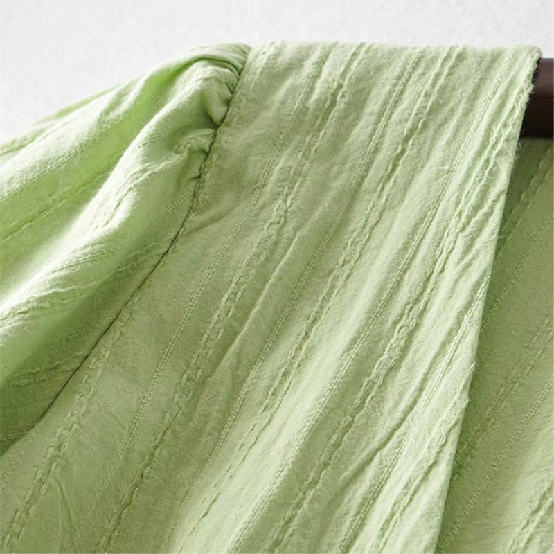 Casual Woman Green Puff Sleeve V Neck Cotton Short Rompers Summer Chic Ladies Soft Zipper Romper Female Beach 210515