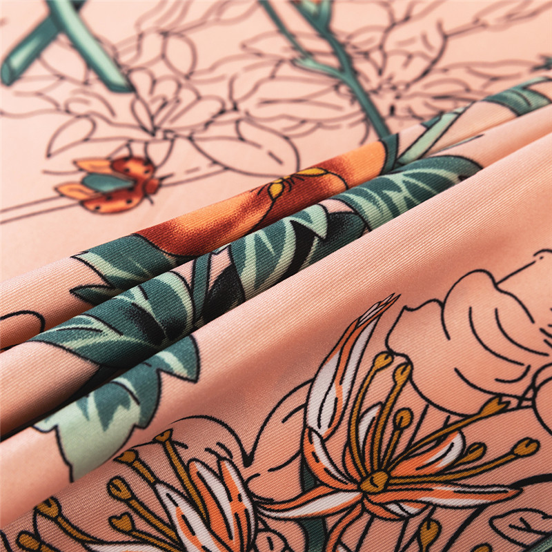 130cm New Twill Silk Scarf Insect Flower Printing Women Large Square Fashion Shawl Handkerchief