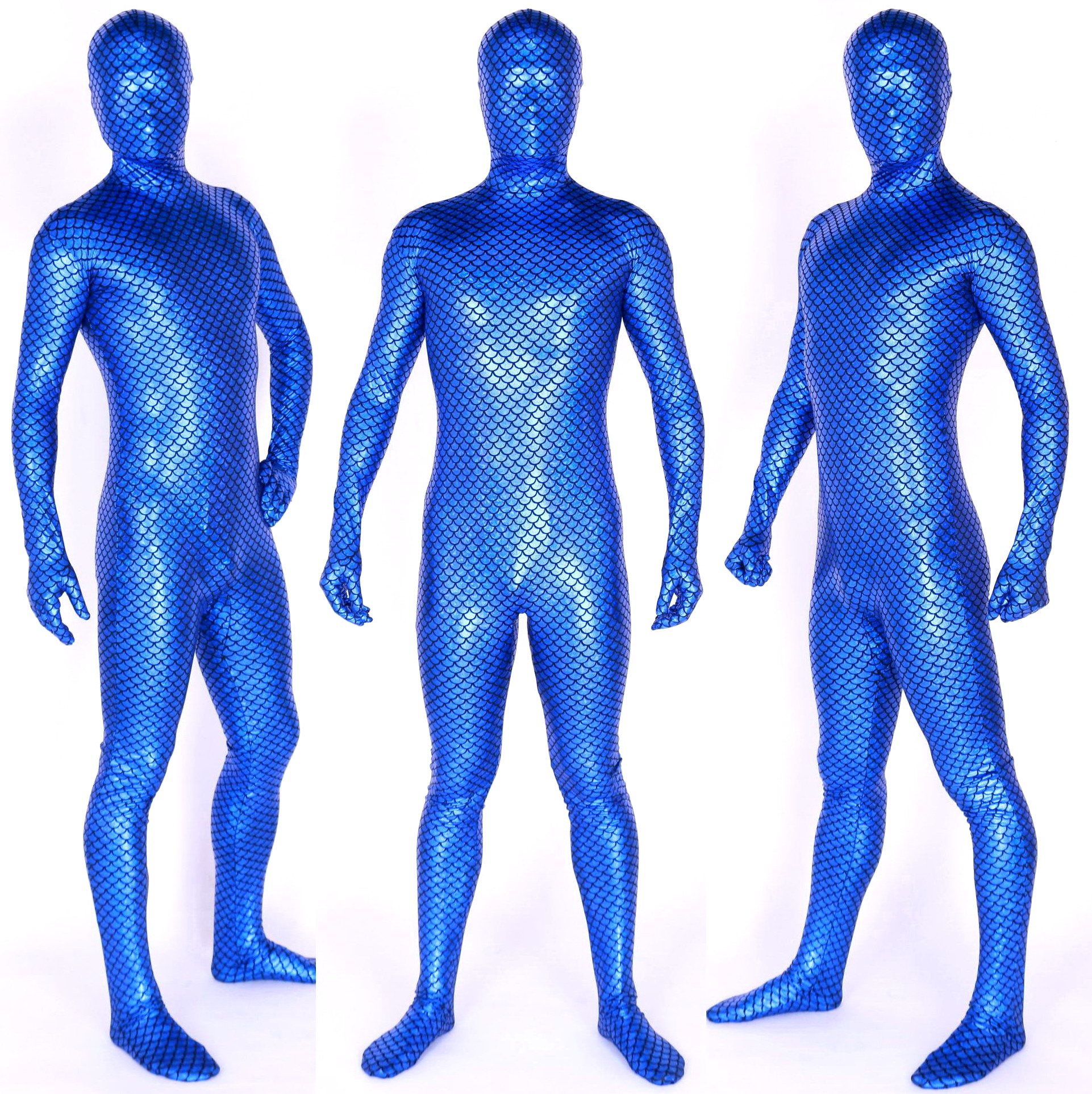 Unisex Sexy Mermaid Bodysuit Costumes Full Outfit Blue Shiny Lycra Metallic Fish Scales Catsuit Costume Back Zip Halloween Party Fancy Dress Cosplay Suit M105
Unisex Sexy Mermaid Bodysuit Costumes Full Outfit Blue Shiny Lycra Metallic Fish Scales Catsuit Costume Back Zip Halloween Party Fancy Dress Cosplay Suit M105