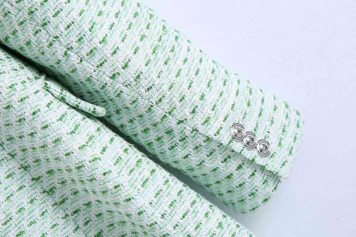 Suit Collar Double Breasted Chic Female Suit Women's Fashionable Plaid Texture Slim Suit Jacket 210507