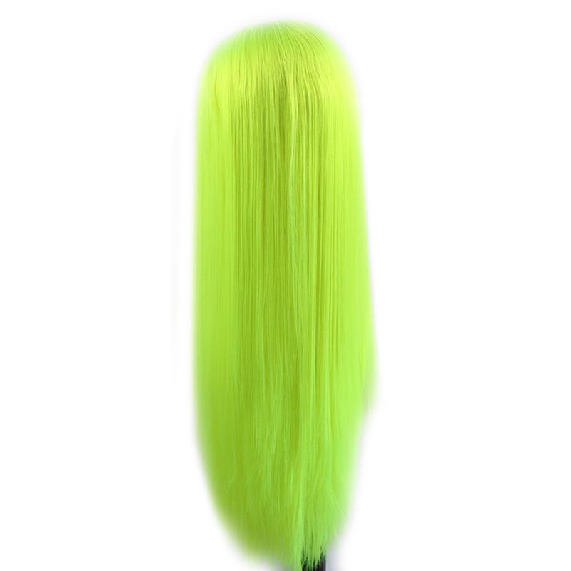 Synthetic Wigs Fluorescent Yellow Color Hair Silky Long Straight Bright Green Heat Resistant Cosplay For Black Women