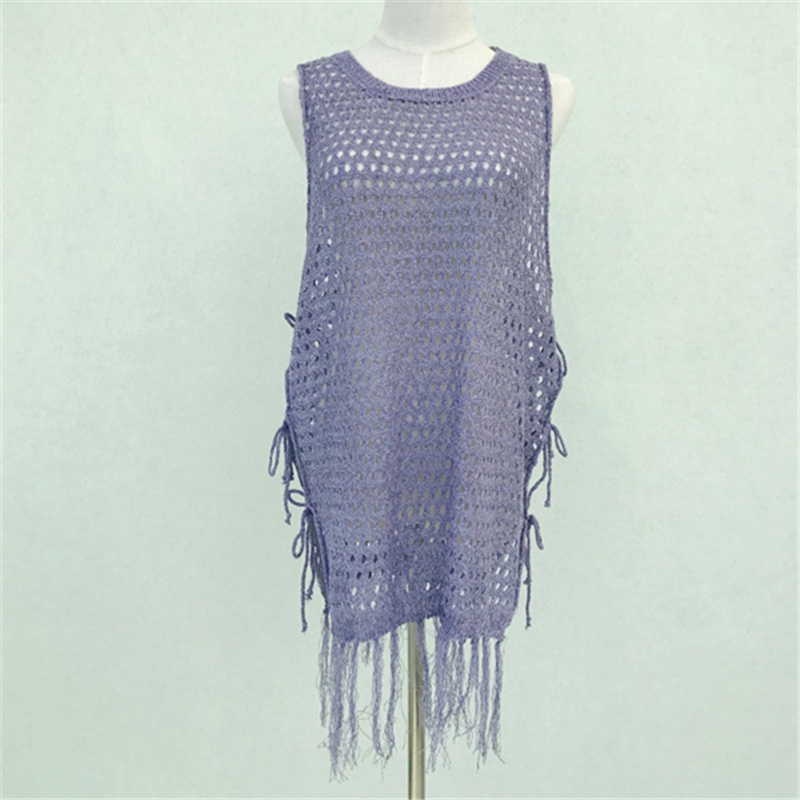 Sexy Bathing Suit Cover ups Bandage Knitted Beach Tunic Pareos Dress Crochet Swimsuit wear #Q239 210420