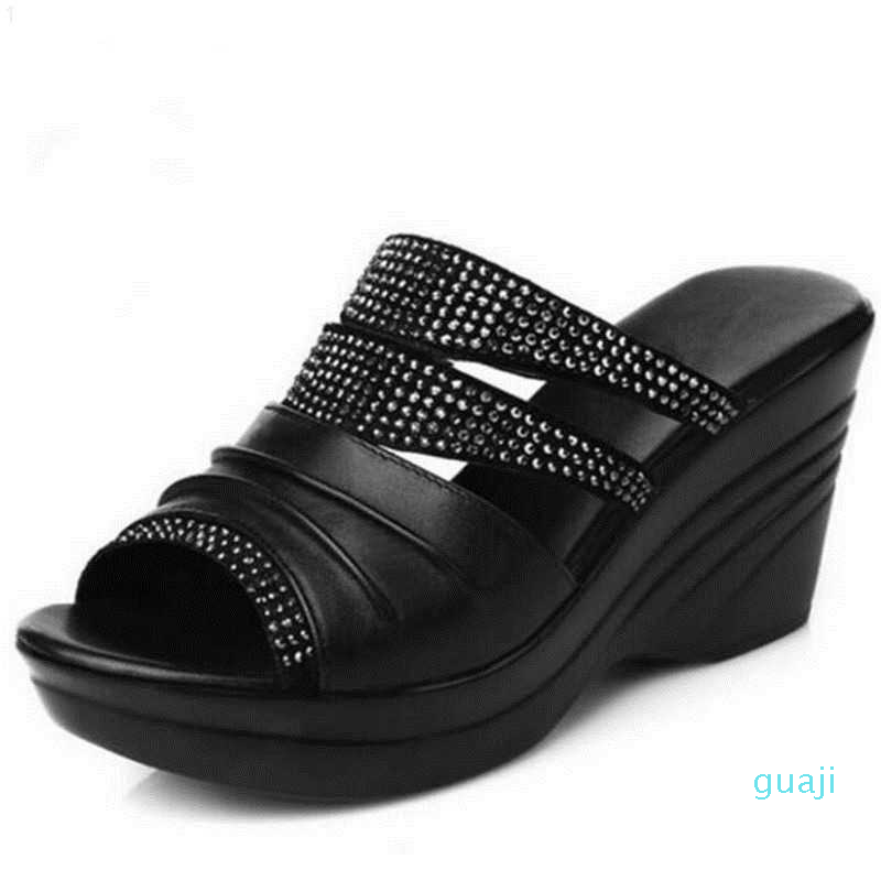 Cowhide s Shoe Leather Slippers Sandals Comfort High Heels Wedges Summer Fashion, White 168
Cowhide s Shoe Leather Slippers Sandals Comfort High Heels Wedges Summer Fashion, White 168