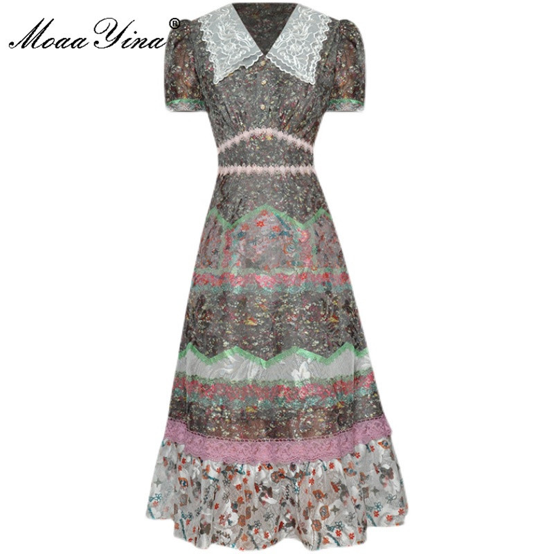 Fashion Designer dress Summer Women' Dress Embroidered Turndown-collar Short sleeve Lace Mesh Print Vintage Midi 210524, Mixed color
Fashion Designer dress Summer Women' Dress Embroidered Turndown-collar Short sleeve Lace Mesh Print Vintage Midi 210524, Mixed color