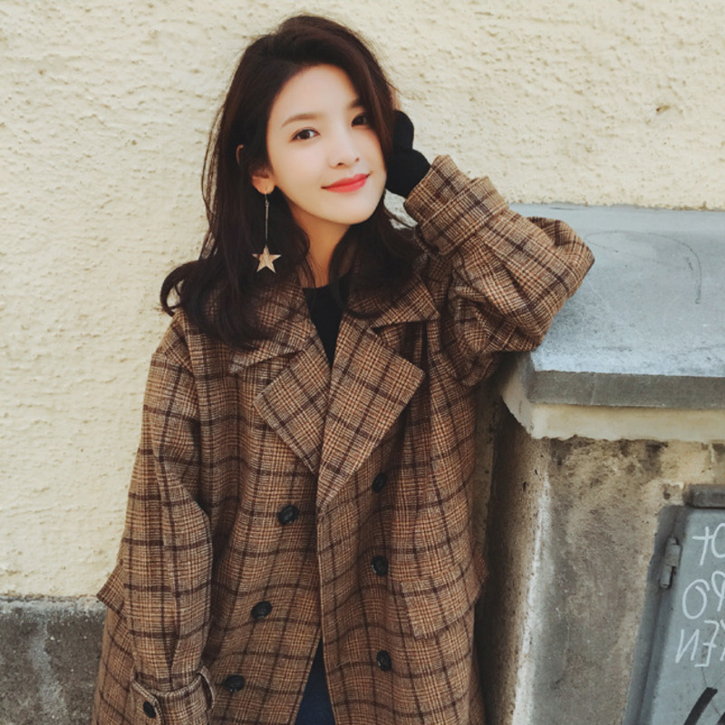 Women' Trench Coats Vintage plaids loose woolen clothes of women silhouette plaid jacket baggy tweeds woman' winter outerwear 65LA, 1# shoe box
Women' Trench Coats Vintage plaids loose woolen clothes of women silhouette plaid jacket baggy tweeds woman' winter outerwear 65LA, 1# shoe box