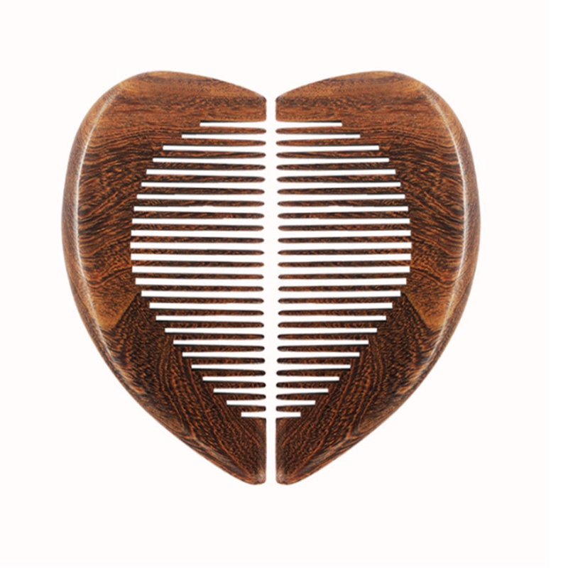 Wholesale Black sandalwood Heart shaped comb Hair brushes Wood Massage straight hairs combs For lovers