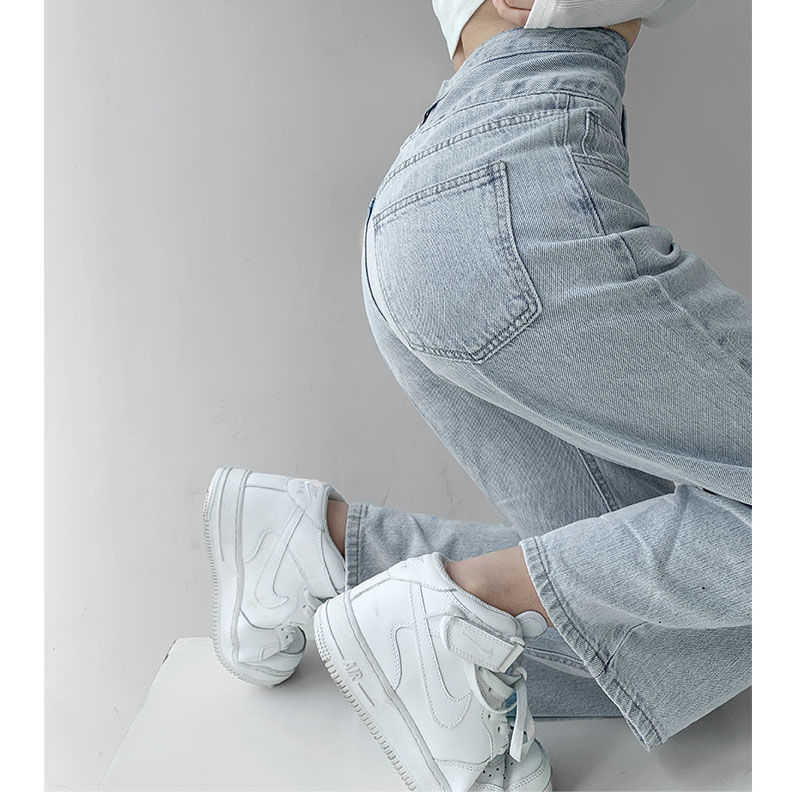 High Waist Loose Comfortable Jeans For Women Streetwear Fashionable Straight Pants Mom Washed Boyfriend 210922