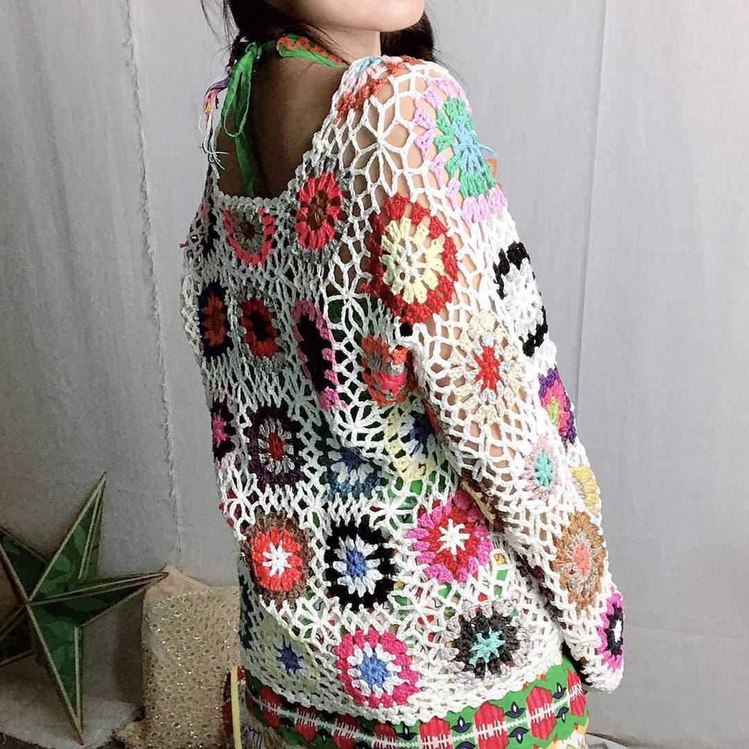 Hollow crochet sweater jacket spring and autumn fashion women's loose ethnic style cardigan casual 210914