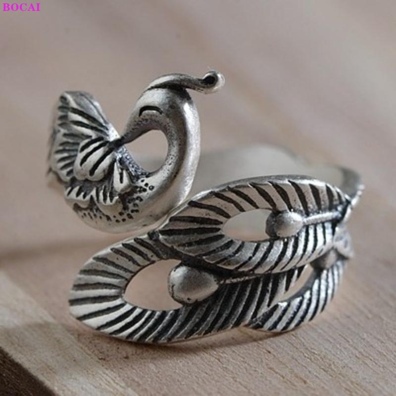 Cluster Rings 100% Sterling Silver S990 Fashion Thai Peacock Matte Retro Pure Argentum Personality Jewelry For Women, Golden;silver
Cluster Rings 100% Sterling Silver S990 Fashion Thai Peacock Matte Retro Pure Argentum Personality Jewelry For Women, Golden;silver