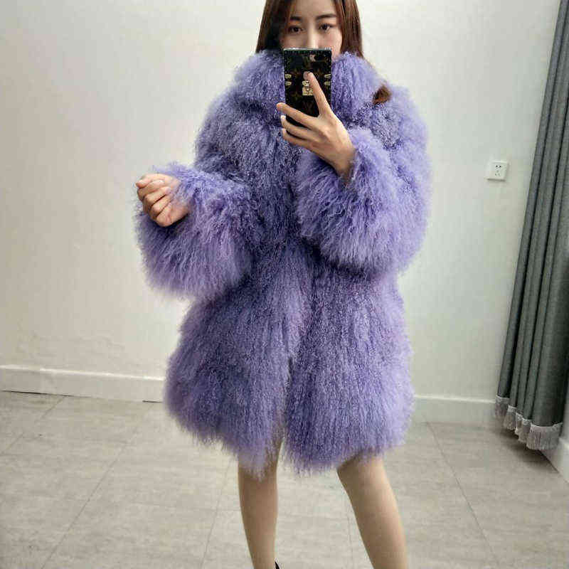 JMLD 2021 Women Real Mongolian Sheep Fur Coat With Collar Beach Wool Jacket Female Can Be Customized Size And Color Outerwear C0929, Blue gray length 55
JMLD 2021 Women Real Mongolian Sheep Fur Coat With Collar Beach Wool Jacket Female Can Be Customized Size And Color Outerwear C0929, Blue gray length 55