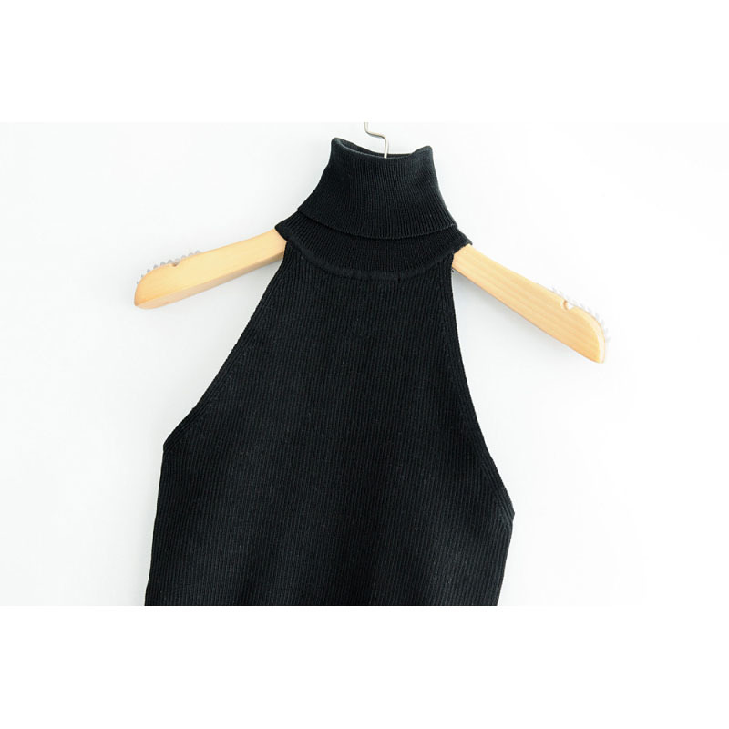 Halter Turtleneck Stretch Elastic Sweater Off-the-Shoulder Slim Sexy Women Bandage Crop Top Streetwear Feminine Knitwear 210520