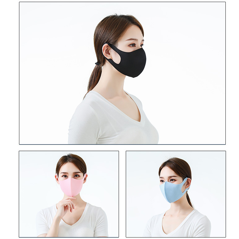 Washable Mouth Ice Face Mask Individual Black Gift Package Anti Dust PM2.5 Respirator Dustproof Anti-bacterial Reusable Silk Bags in Stock