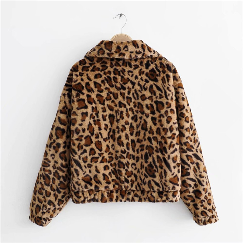 Evfer Winter Ladies Leopard Print Vintgae Think Jackets Outwear Women Fashion Animal Autumn Hairy Loose Coats Chic 210421