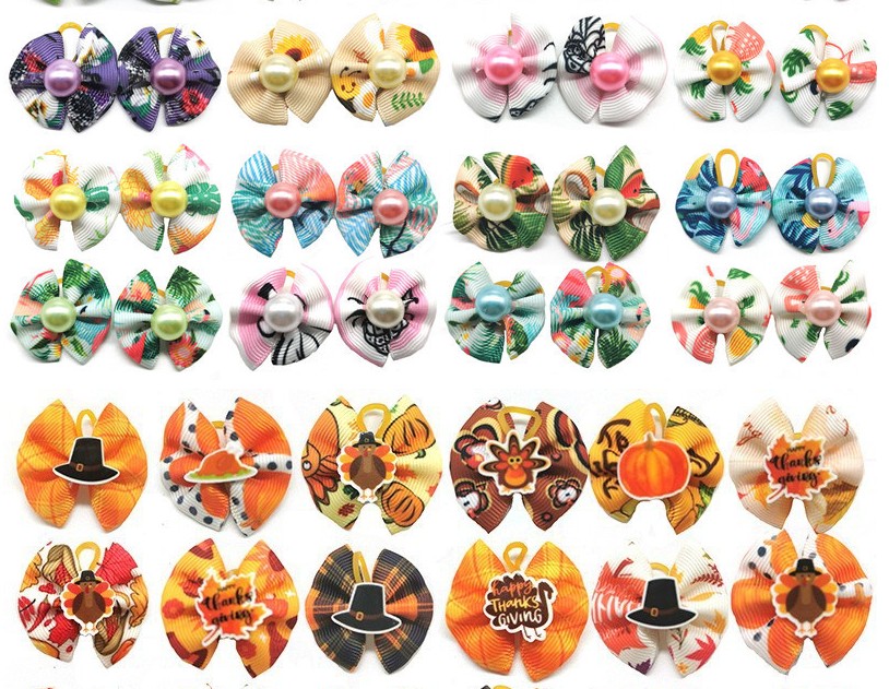 Dog Apparel Hair Bows with Rubber Bands Butterfly Pet Ties Elastic Band for Puppy Cats Accessories