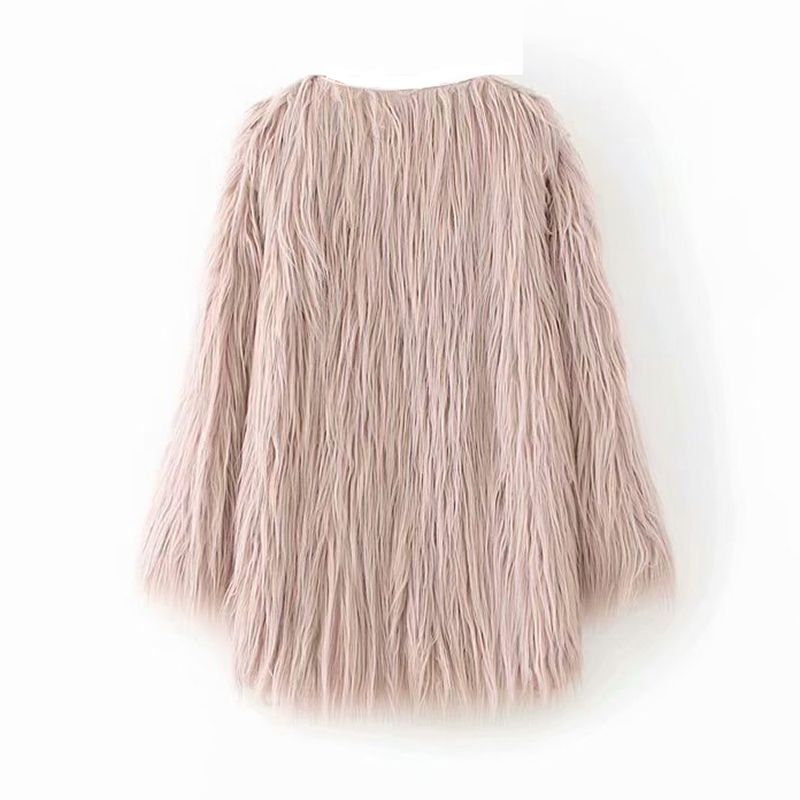 Solid Color Furry Faux Fur Coat Winter Women Warm Thicken Casual Fluffy Long Sleeve Ladies Stylish Outwear Jacket 210515