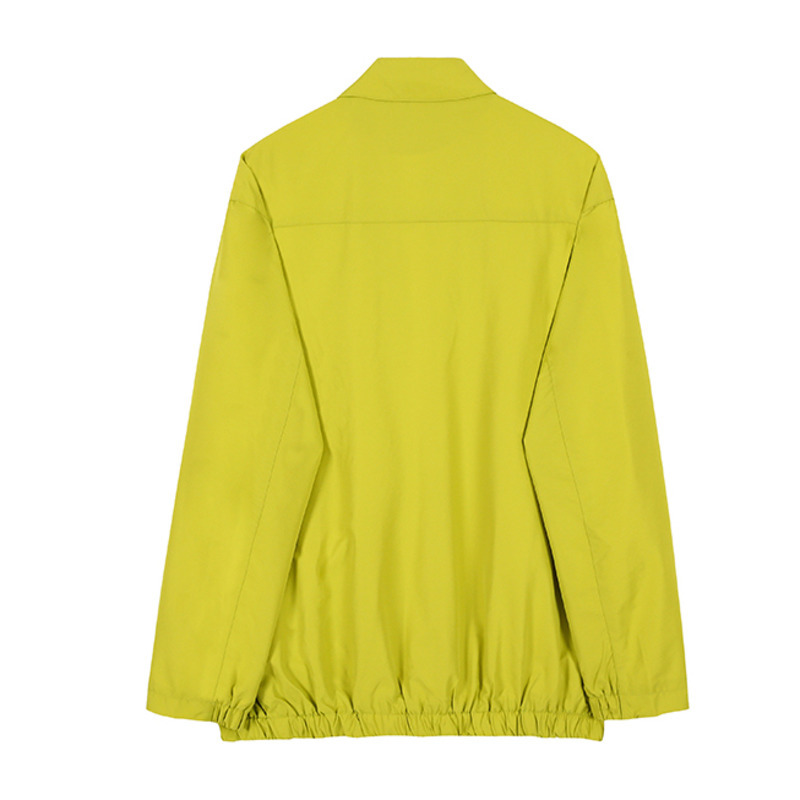 IEFB /Men's Wear Autumn Fluorescent Green Jacket Fashion Korean Style All-match Big Size Clothes Casual Lapel Zipper Coat 9Y4077 210524