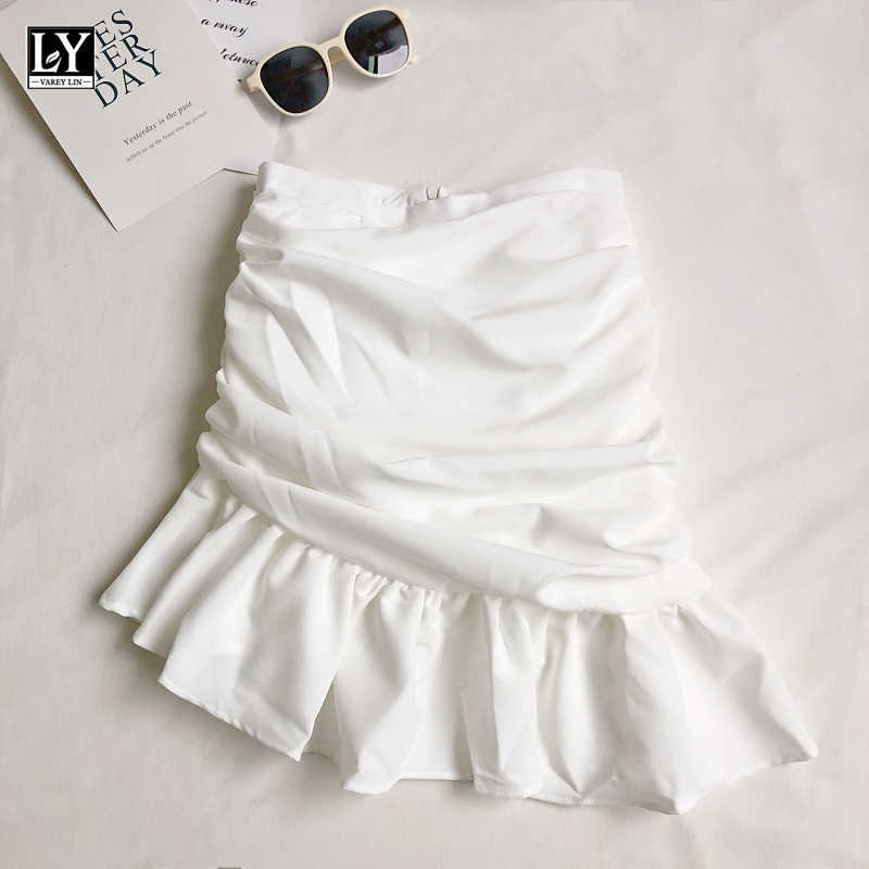 LY VAREY LIN Summer Women Casual Irregular A-line White Mini Skirts Sweet High Waist Solid Color Black Folds Fishtail 210526
LY VAREY LIN Summer Women Casual Irregular A-line White Mini Skirts Sweet High Waist Solid Color Black Folds Fishtail 210526