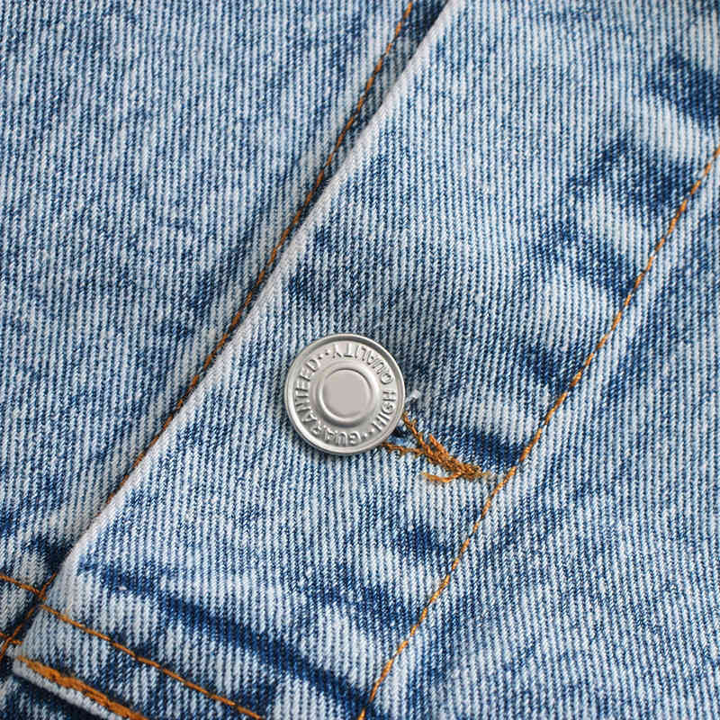 Fashion Blue Denim Jacket Women Loose Long Sleeve Pockets Single Breasted Coat Turn Down Collar Casual Short Jackets 210414