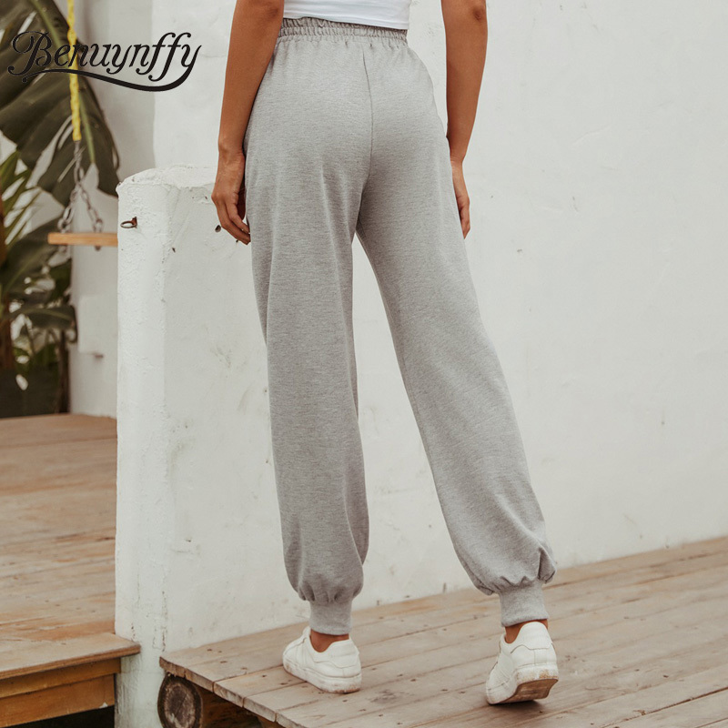 Autumn Winter Sports Casual Sweatpants Women High Elastic Waist Trousers Streetwear Korean Style Ladies Pants 210510