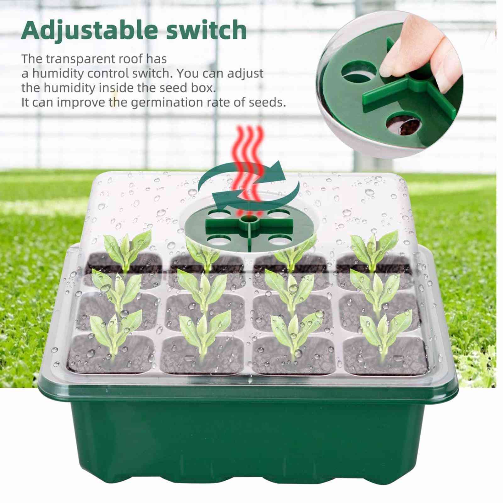 10-pces/reusable seeds grow box plant seedlings tray garden seed trayhumidity adjustable nursery vase of plants