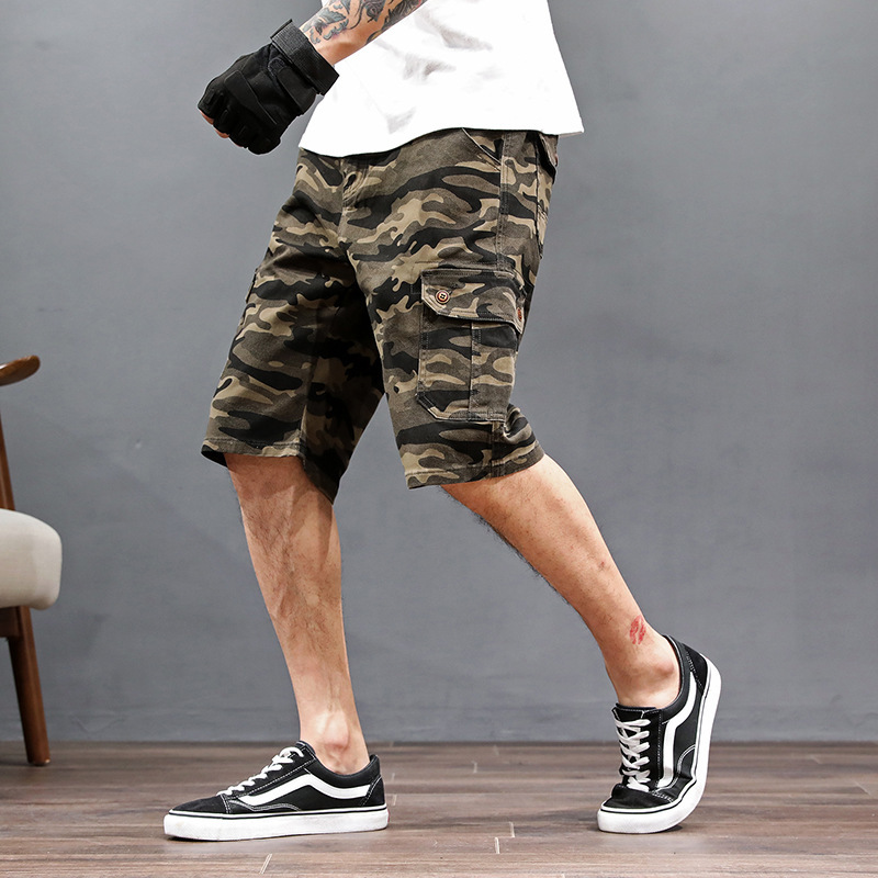 Men's Camouflage Shorts Fashion Stretch Breeches Big Size Bermuda Male Camo Cargo Short Pants Casual Summer Mens Shorts 210518