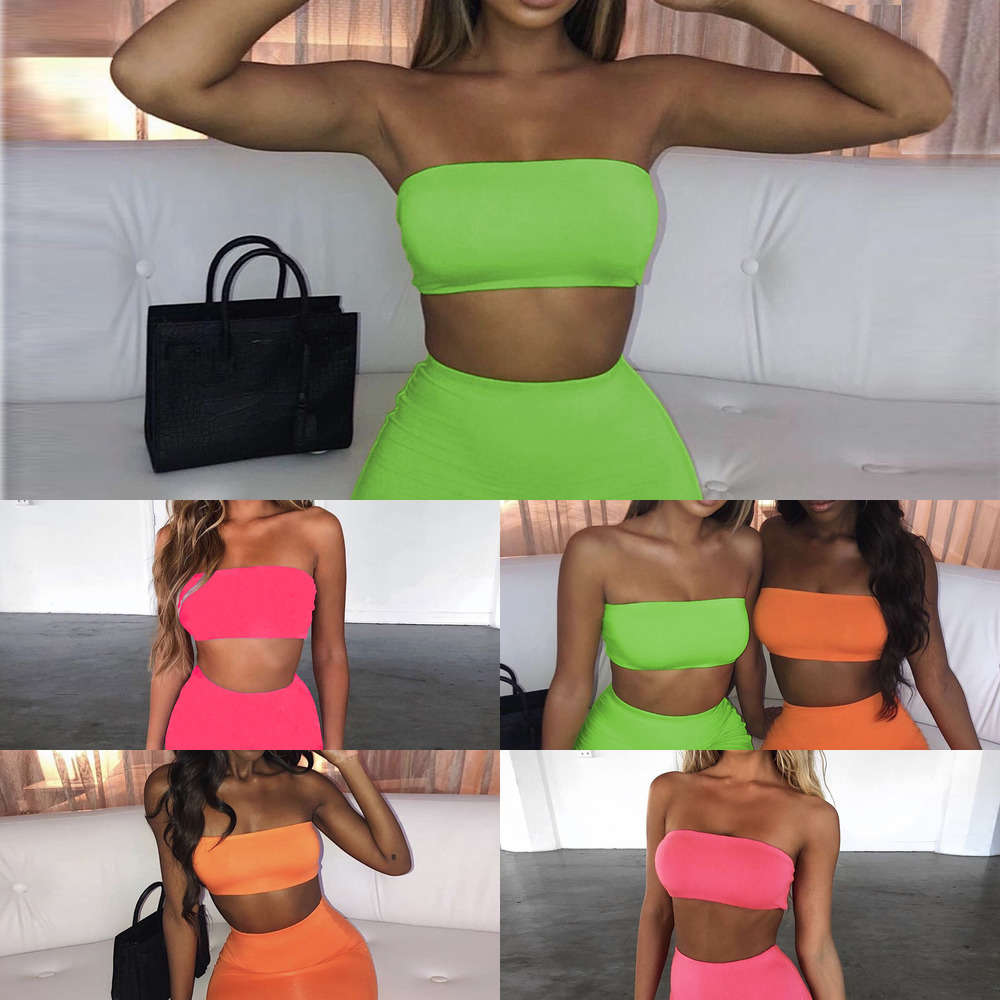 2020 summer sexy two piece breast wrapped buttocks skirt women's suit xl9703, White;black
2020 summer sexy two piece breast wrapped buttocks skirt women's suit xl9703, White;black