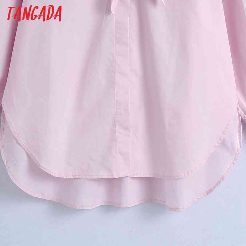 Spring Women Pink Blouse Chain Decorate Bow Long Sleeve Chic Female Office Lady Shirt Blusas Femininas 6Z64 210416