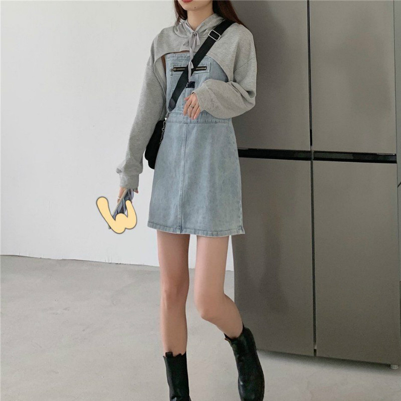 Denim Y2k Dress Women Streetwear Casual Long Sleeve Party Mini Jean Dress Female Elegant Dress Korean Autumn Chic 210521